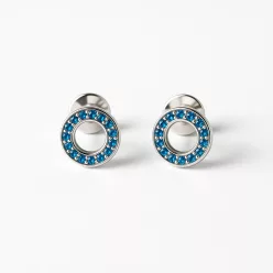 14K fehérarany fülbevaló 0,36Ct kék gyémántokkal