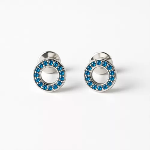 14K fehérarany fülbevaló 0,36Ct kék gyémántokkal