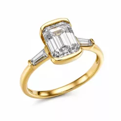   Ékszerpalota eljegyzési gyűrű 1,73ct G/VS moissanite-tal és gyémántokkal sárga arany
