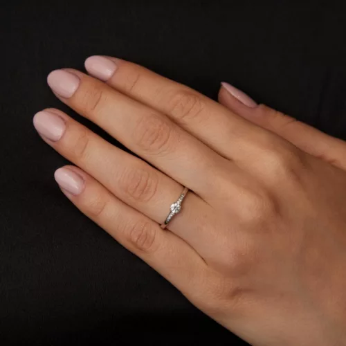 Ékszerpalota eljegyzési gyűrű 0,2ct H/SI gyémánttal BRK400 fehér arany 