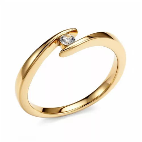 Ékszerpalota eljegyzési gyűrű 0.07ct G/VS gyémánttal sárga arany
