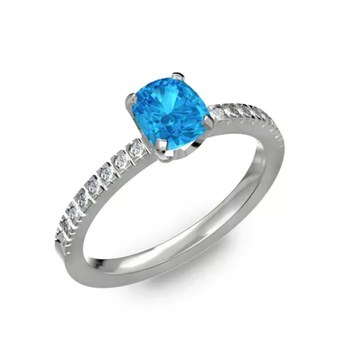  Ékszerpalota eljegyzési gyűrű 0,5ct kék topázzal BRK205 fehér arany