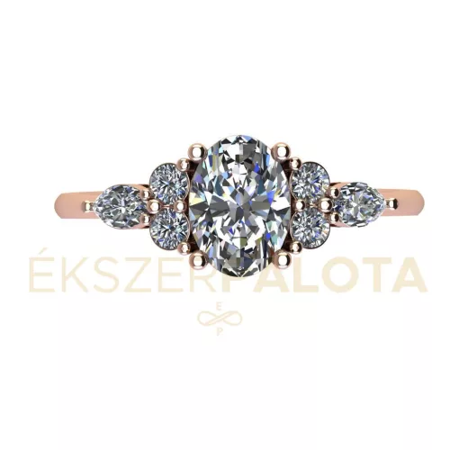 Ékszerpalota eljegyzési gyűrű 0,87ct gyémánttal BRK661 rozé arany 