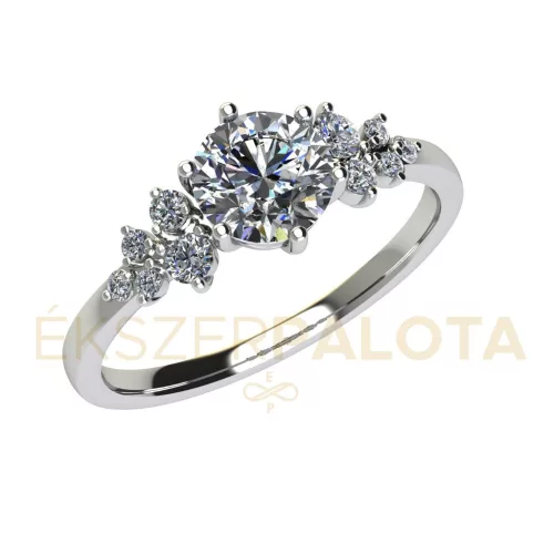 Ékszerpalota eljegyzési gyűrű 0,86ct gyémánttal BRK677 fehér arany 