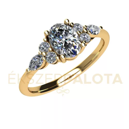 Ékszerpalota eljegyzési gyűrű 0,82ct gyémánttal BRK661 sárga arany 