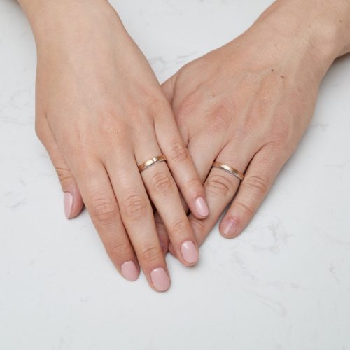 Arany karikagyűrű pár ALM13012gyfs gyémánttal fehér és sárga arany