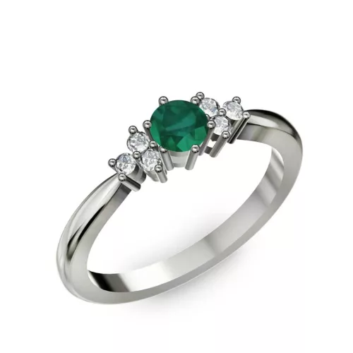 Ékszerpalota eljegyzési gyűrű 0,3ct smaragddal BRK001 fehér arany