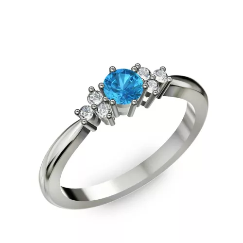 Ékszerpalota eljegyzési gyűrű 0,3ct kék topázzal BRK001 fehér arany