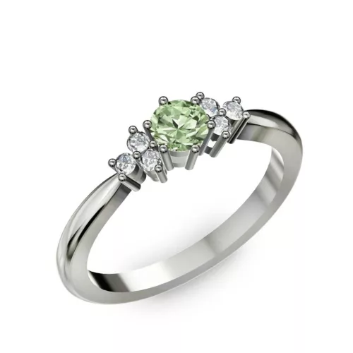 Ékszerpalota eljegyzési gyűrű 0,3ct zöld gyémánttal BRK001 fehér arany