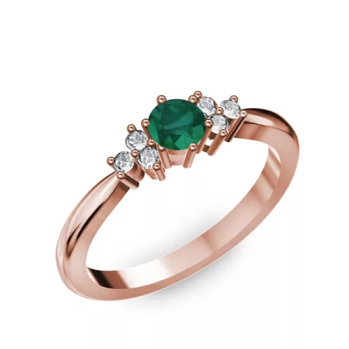 Ékszerpalota eljegyzési gyűrű 0,3ct smaragddal BRK001 rozé arany