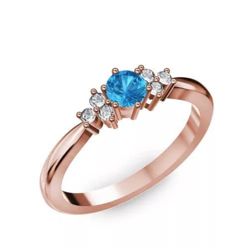 Ékszerpalota eljegyzési gyűrű 0,3ct kék topázzal BRK001 rozé arany