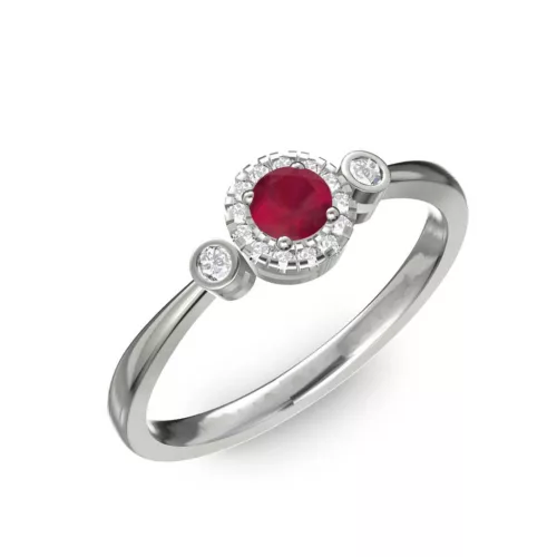 Ékszerpalota eljegyzési gyűrű 0.17ct rubinnal BRK002 fehér arany 