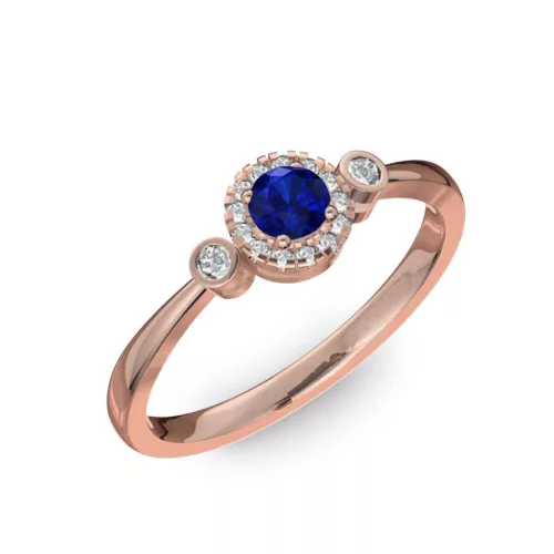 Ékszerpalota eljegyzési gyűrű 0.17ct kék diffusion zafírral BRK002 rozé arany 