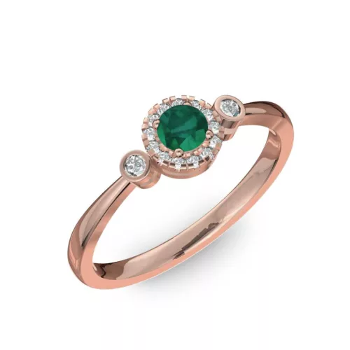 Ékszerpalota eljegyzési gyűrű 0.17ct smaragddal BRK002 rozé arany 