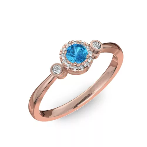 Ékszerpalota eljegyzési gyűrű 0.17ct kék topázzal BRK002 rozé arany 