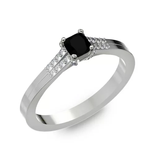 Ékszerpalota eljegyzési gyűrű 0.25ct fekete princess gyémánttal BRK006 fehér arany 