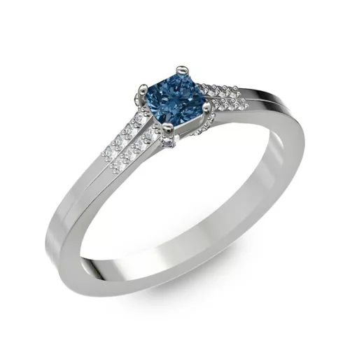 Ékszerpalota eljegyzési gyűrű 0.25ct kék princess gyémánttal BRK006 fehér arany 
