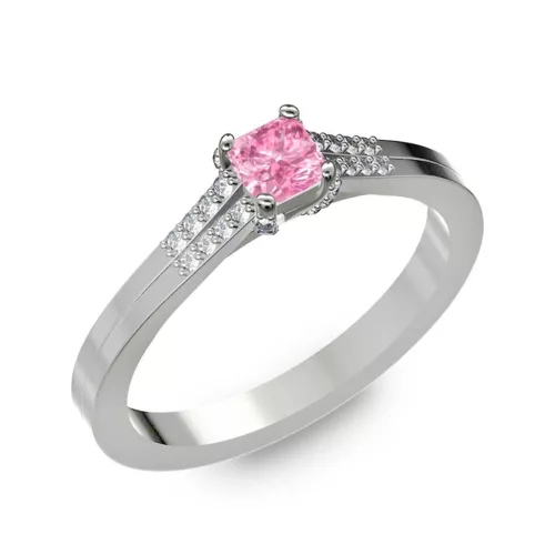 Ékszerpalota eljegyzési gyűrű 0.25ct pink princess zafírral BRK006 fehér arany 