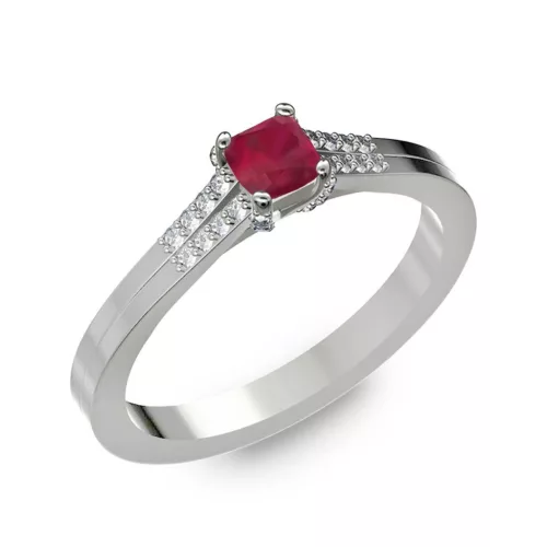 Ékszerpalota eljegyzési gyűrű 0.25ct princess rubinnal BRK006 fehér arany 
