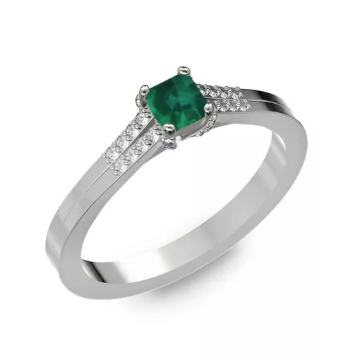 Ékszerpalota eljegyzési gyűrű 0.25ct princess smaragd BRK006 fehér arany 