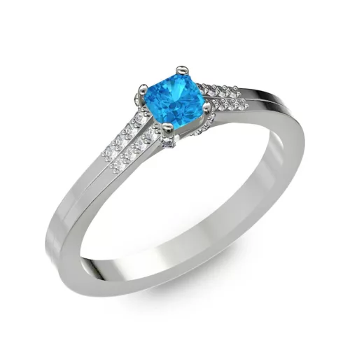 Ékszerpalota eljegyzési gyűrű 0.25ct kék princess topázzal BRK006 fehér arany 