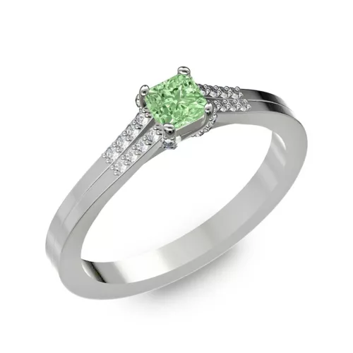 Ékszerpalota eljegyzési gyűrű 0.25ct zöld princess gyémánttal BRK006 fehér arany 