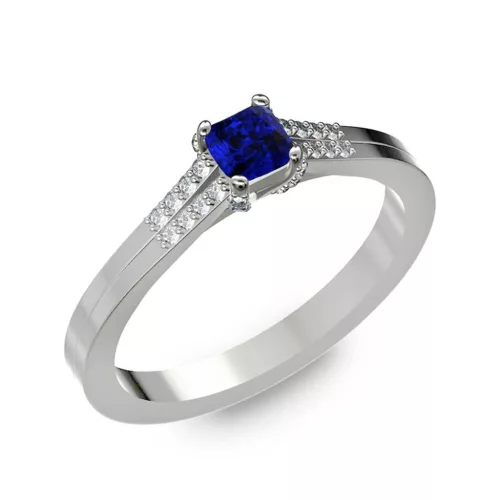 Ékszerpalota eljegyzési gyűrű 0.25ct kék princess diffusion zafírral BRK006 fehér arany 