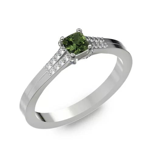 Ékszerpalota eljegyzési gyűrű 0.25ct zöld princess zafírral BRK006 fehér arany 