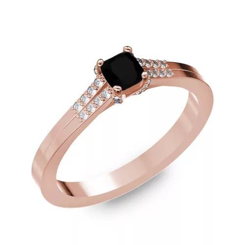 Ékszerpalota eljegyzési gyűrű 0.25ct fekete princess gyémánttal BRK006 rozé arany 