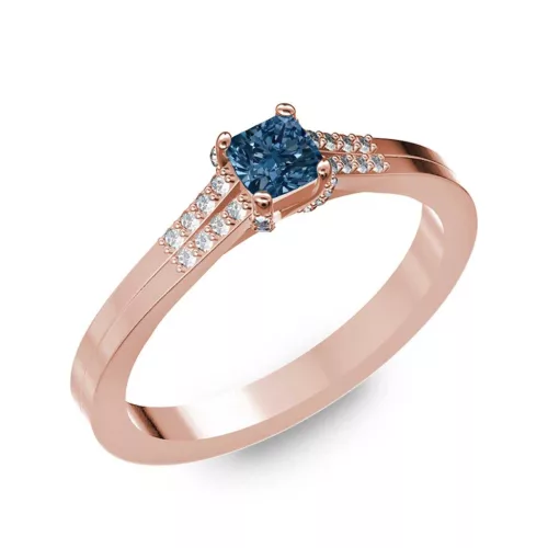 Ékszerpalota eljegyzési gyűrű 0.25ct kék princess gyémánttal BRK006 rozé arany 