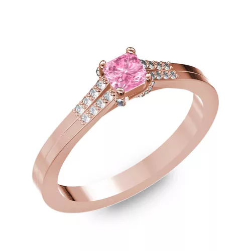 Ékszerpalota eljegyzési gyűrű 0.25ct pink princess zafírral BRK006 rozé arany 