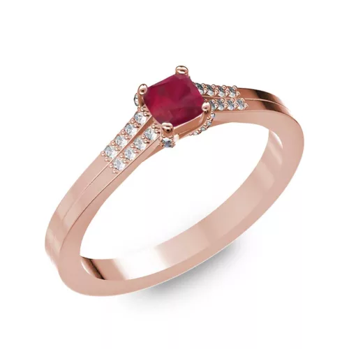 Ékszerpalota eljegyzési gyűrű 0.25ct princess rubinnal BRK006 rozé arany 