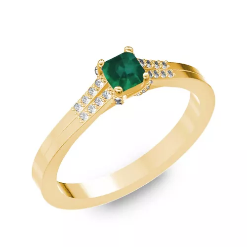 Ékszerpalota eljegyzési gyűrű 0.25ct princess smaragd BRK006 sárga arany 