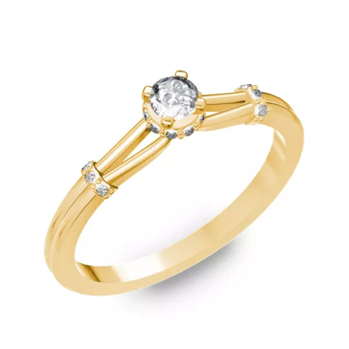 Ékszerpalota eljegyzési gyűrű 0.25ct H/SI gyémánttal BRK021 sárga arany 