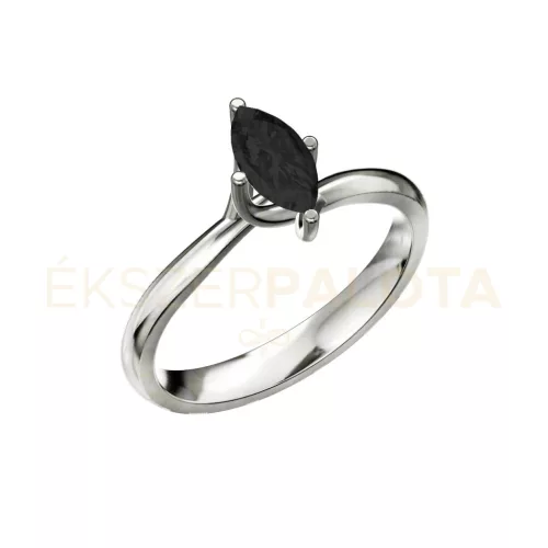 Ékszerpalota eljegyzési gyűrű 0,5ct fekete gyémánttal BRK029 fehér arany