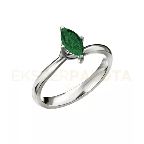 Ékszerpalota eljegyzési gyűrű 0,5ct smaragddal BRK029 fehér arany