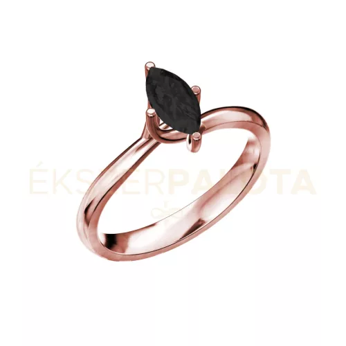 Ékszerpalota eljegyzési gyűrű 0,5ct fekete gyémánttal BRK029 rozé arany