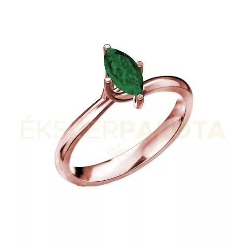 Ékszerpalota eljegyzési gyűrű 0,5ct smaragddal BRK029 rozé arany