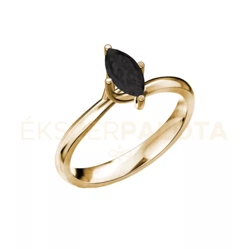 Ékszerpalota eljegyzési gyűrű 0,5ct fekete gyémánttal BRK029 sárga arany