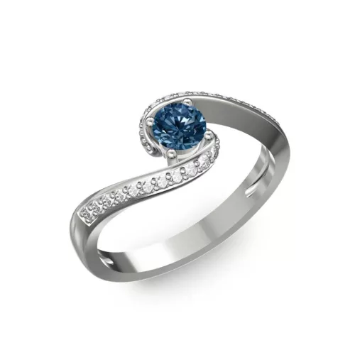 Ékszerpalota eljegyzési gyűrű 0,3ct kék gyémánttal BRK035 fehér arany 