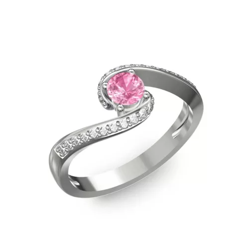 Ékszerpalota eljegyzési gyűrű 0,3ct pink zafírral BRK035 fehér arany 