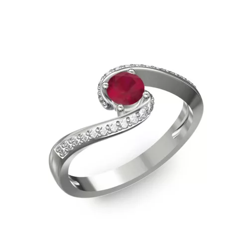 Ékszerpalota eljegyzési gyűrű 0,3ct rubinnal BRK035 fehér arany 