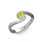 Ékszerpalota eljegyzési gyűrű 0,3ct sárga gyémánttal BRK035 fehér arany 