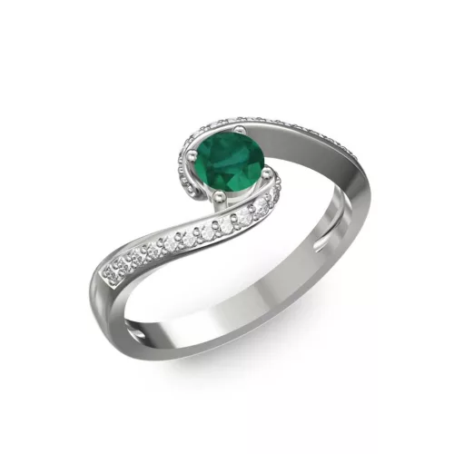 Ékszerpalota eljegyzési gyűrű 0,3ct smaragddal BRK035 fehér arany 