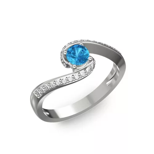 Ékszerpalota eljegyzési gyűrű 0,3ct kék topázzal BRK035 fehér arany 