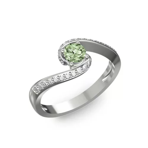 Ékszerpalota eljegyzési gyűrű 0,3ct zöld gyémánttal BRK035 fehér arany 