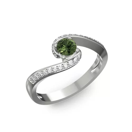 Ékszerpalota eljegyzési gyűrű 0,3ct zöld zafírral BRK035 fehér arany 