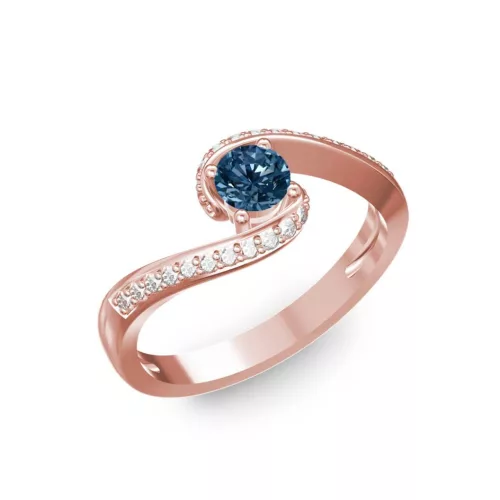 Ékszerpalota eljegyzési gyűrű 0,3ct kék gyémánttal BRK035 rozé arany 