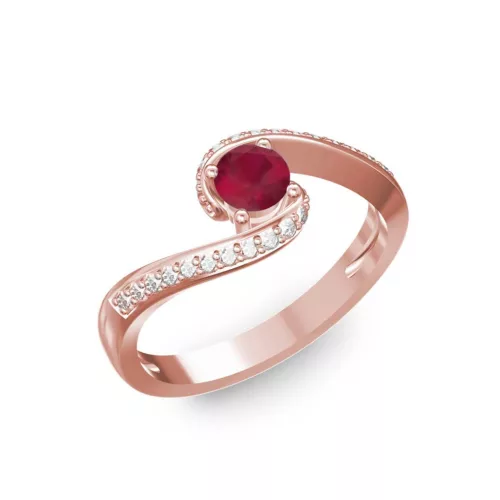 Ékszerpalota eljegyzési gyűrű 0,3ct rubinnal BRK035 rozé arany 