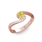Ékszerpalota eljegyzési gyűrű 0,3ct sárga gyémánttal BRK035 rozé arany 